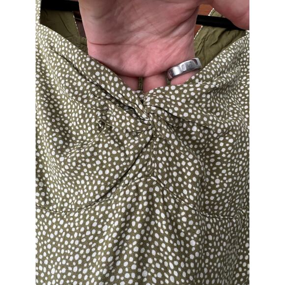 Abercrombie & Fitch Women's Knot Front Mini Dress Polka Dot Green White Size S - Picture 5 of 12